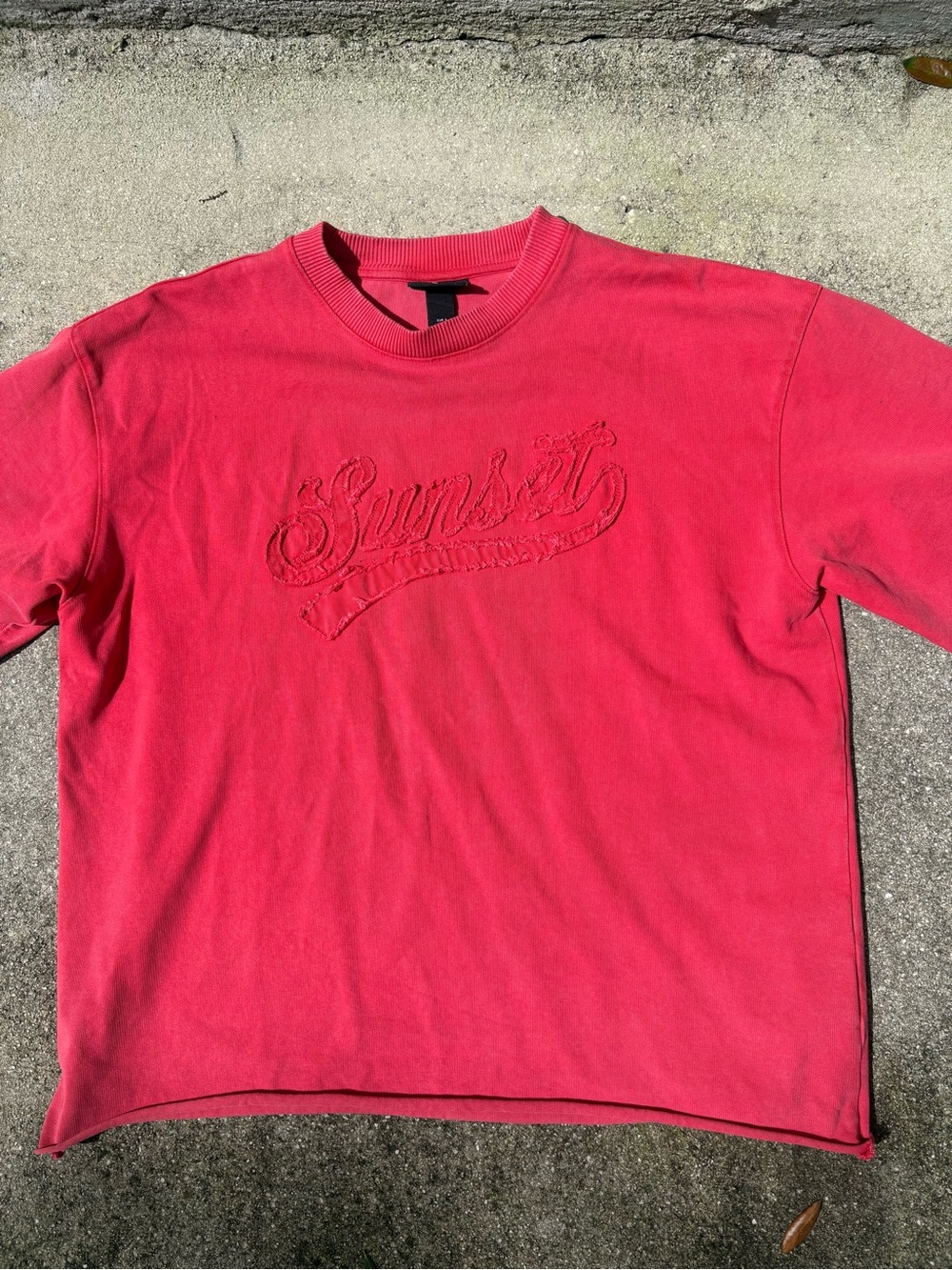 H&M Kids Crewneck Sweatshirt with Embroidered 'Sunset' - Coral Pink